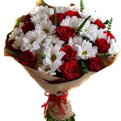 Букет из роз и хризантем "Вивьен" с доставкой по Киришам